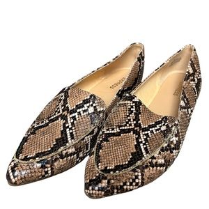 Express Brown Snakeskin Size 7 1/2 pointed toe flats